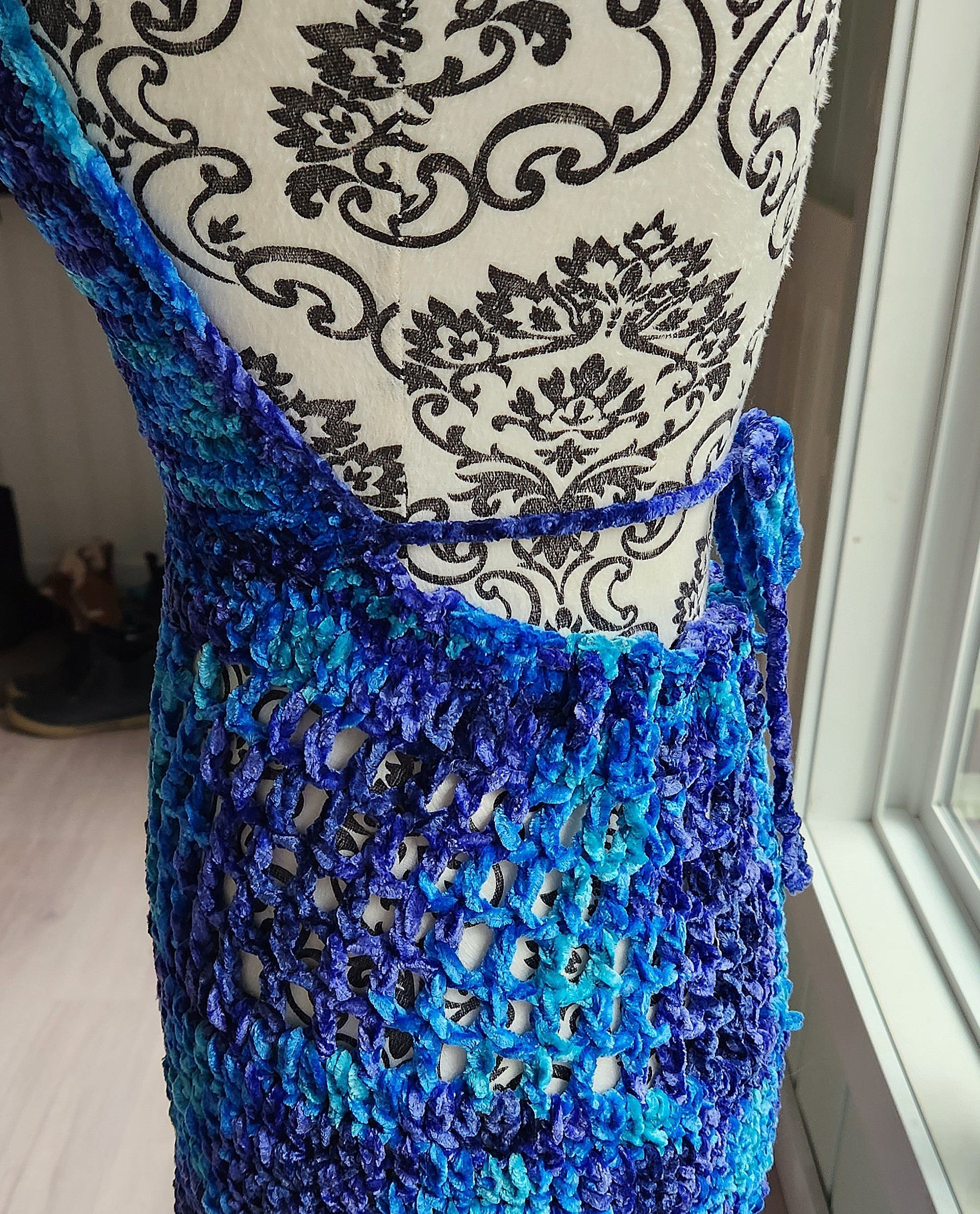 crochet velvet dress Twilight Moment Velvet Crochet Mini Dress