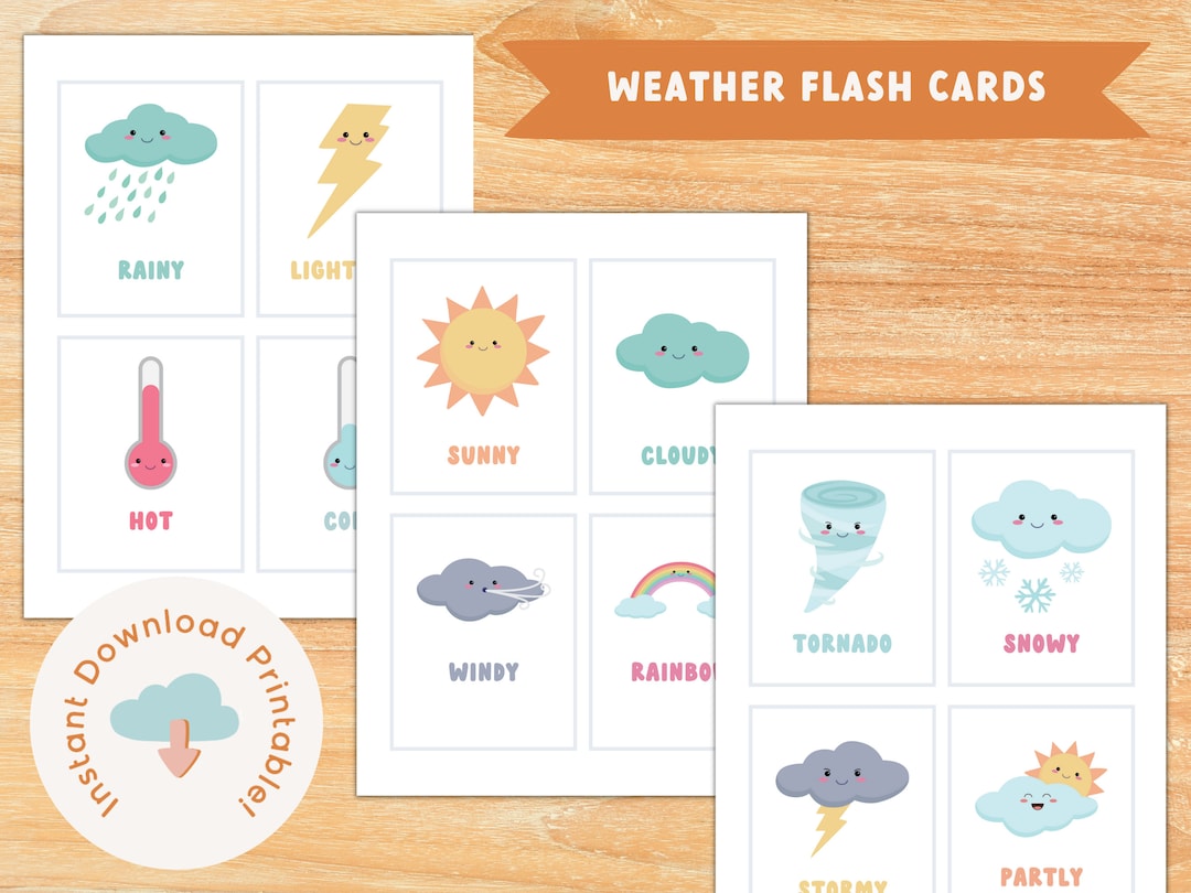 Weather Flash Cards Printable, Montessori Science Classroom Decor ...