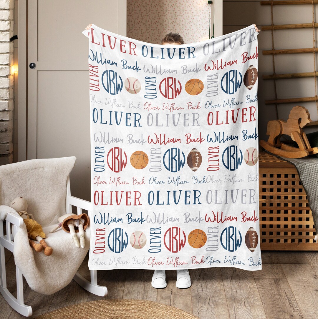 Personalized Sports Baby Blanket Baseball Themed Blanket Etsy
