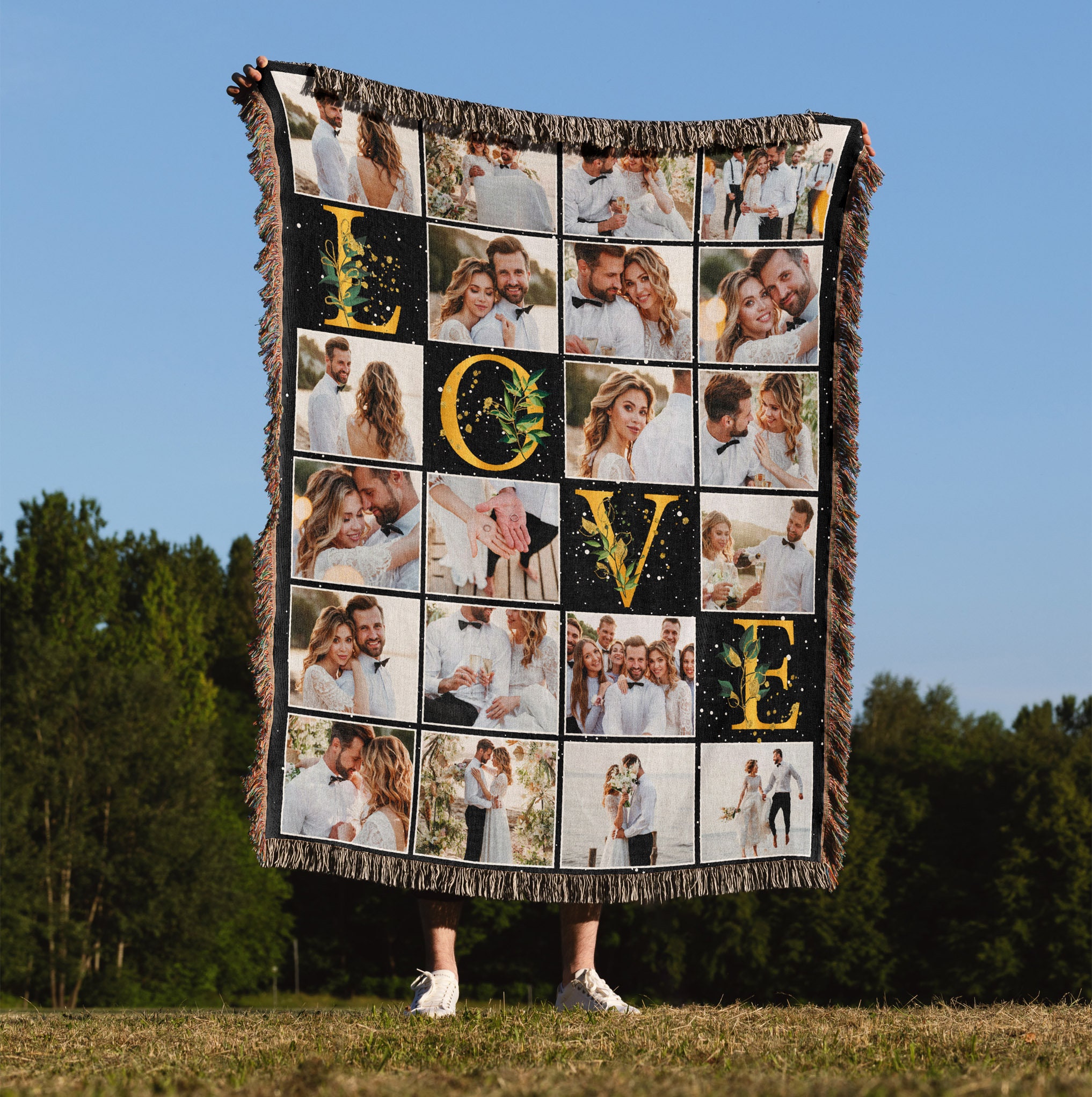 Personalized Photo Collage Woven Blanket Photo Blanket Etsy