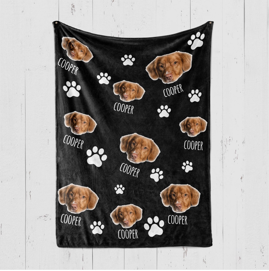 Personalized Pet Photo Blanket Custom Dog Face and Name Etsy