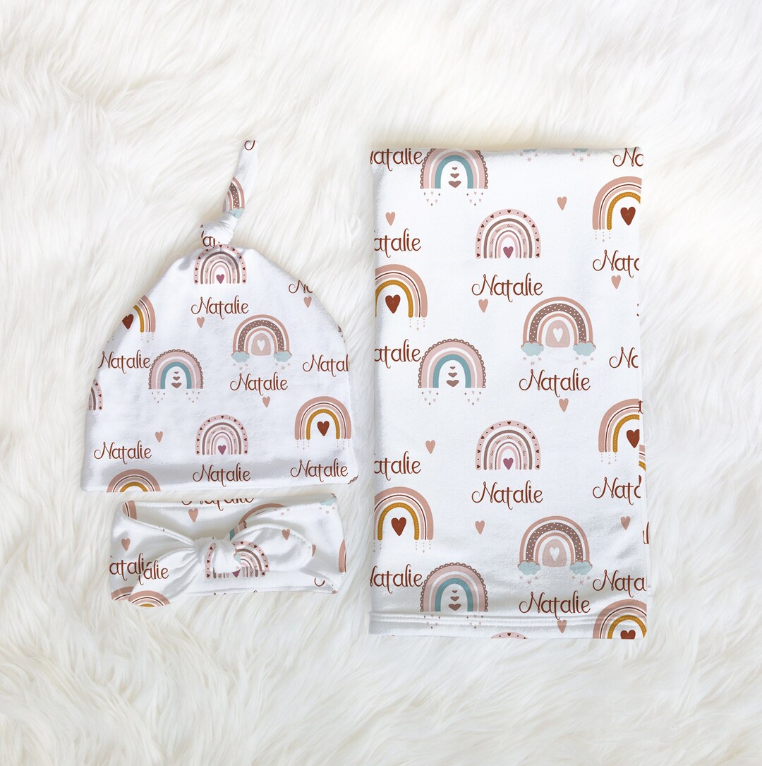 Rainbow Swaddle Set Girl Rainbow Baby Swaddle Muslin Swaddle Etsy