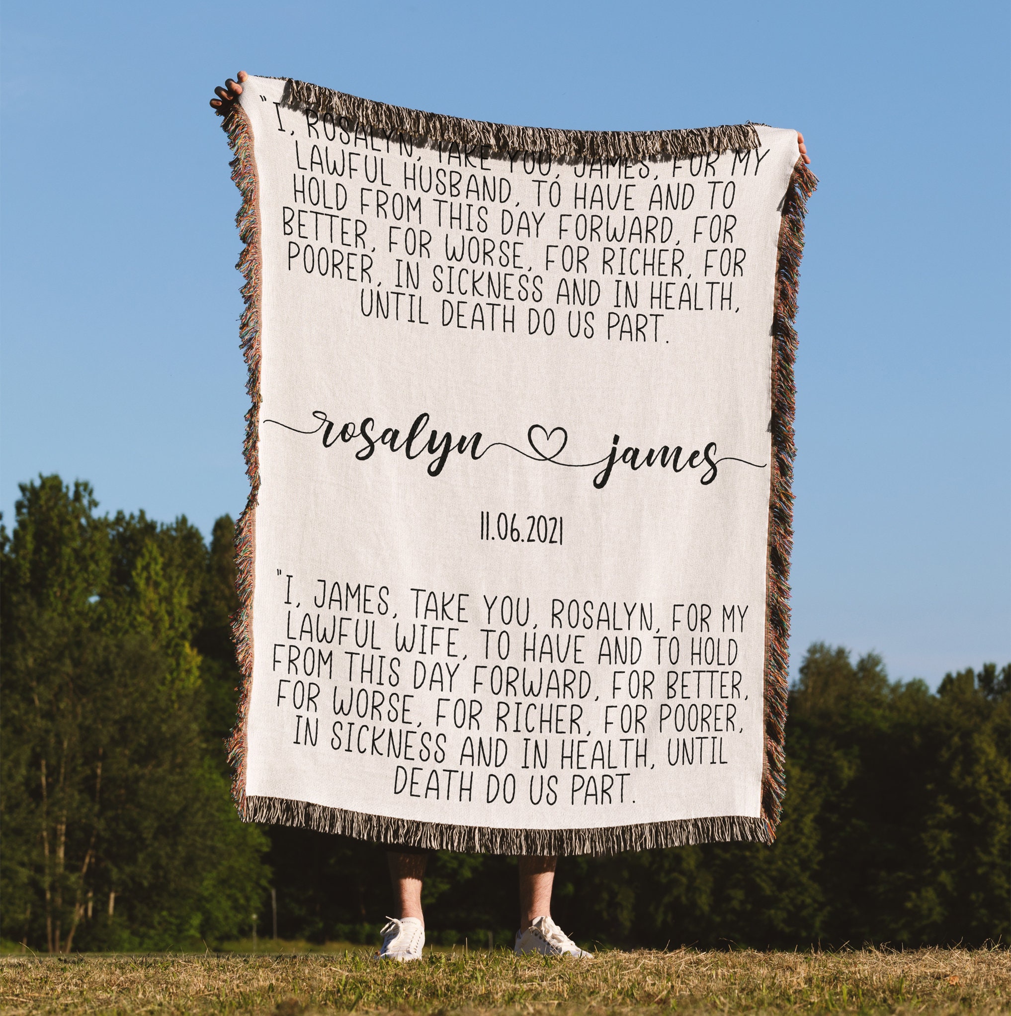 Personalized Wedding Vows Woven Throw Blanket Keepsake Etsy
