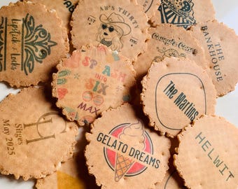 100 customised printed wafers business events, weddings, parties.