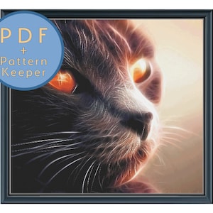 Dawn Cat Fractal Full Coverage Cross Stitch Pattern PDF Max Color Animal Geometric Morning Bright Peaceful Pattern Keeper Saga