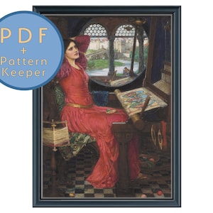 I Am Half-Sick of Shadows, Said the Lady of Shalott Cross Stitch Pattern PDF Full Coverage Pattern Keeper Saga John William Waterhouse Max