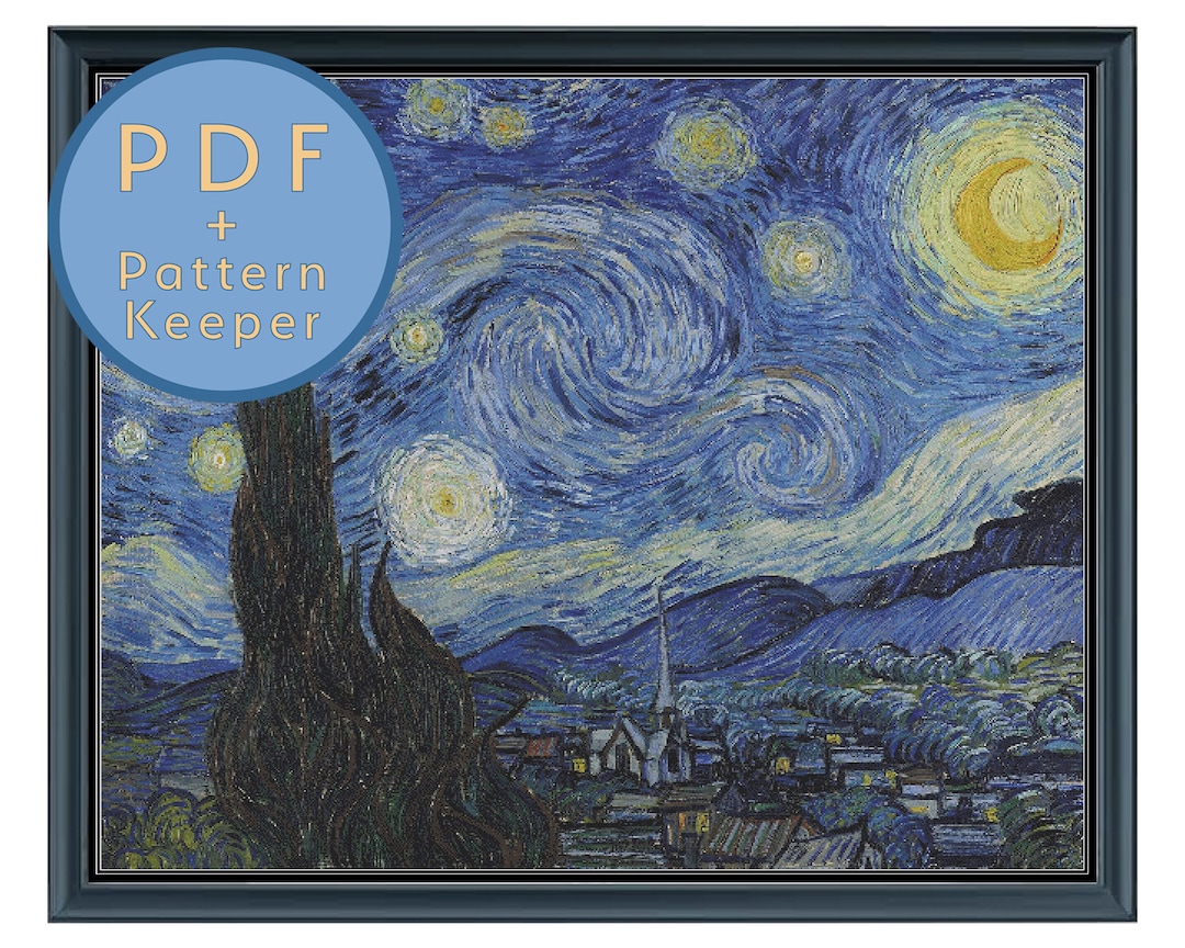 Vincent Van Gogh Starry Night Cross Stitch Pattern PDF Full Coverage ...