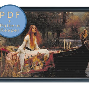 The Lady of Shalott Cross Stitch Pattern PDF John William Waterhouse Full Coverage Max Color Fine Art Victorian Woman Pattern Keeper Saga