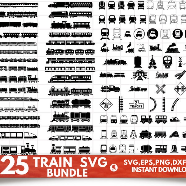 Train SVG Bundle - Train PNG Bundle - Train Clipart - Train SVG Cut Files For Cricut - Locomotive Svg, Choo Choo Train Svg, Steam Engine Svg