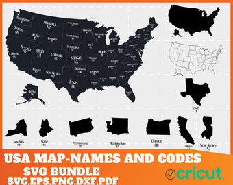 50 States SVG Bundle, Outline United states Map Svg file, Usa MAP SVG Files, States Svg Files For Cricut, All States Svg file, States Png