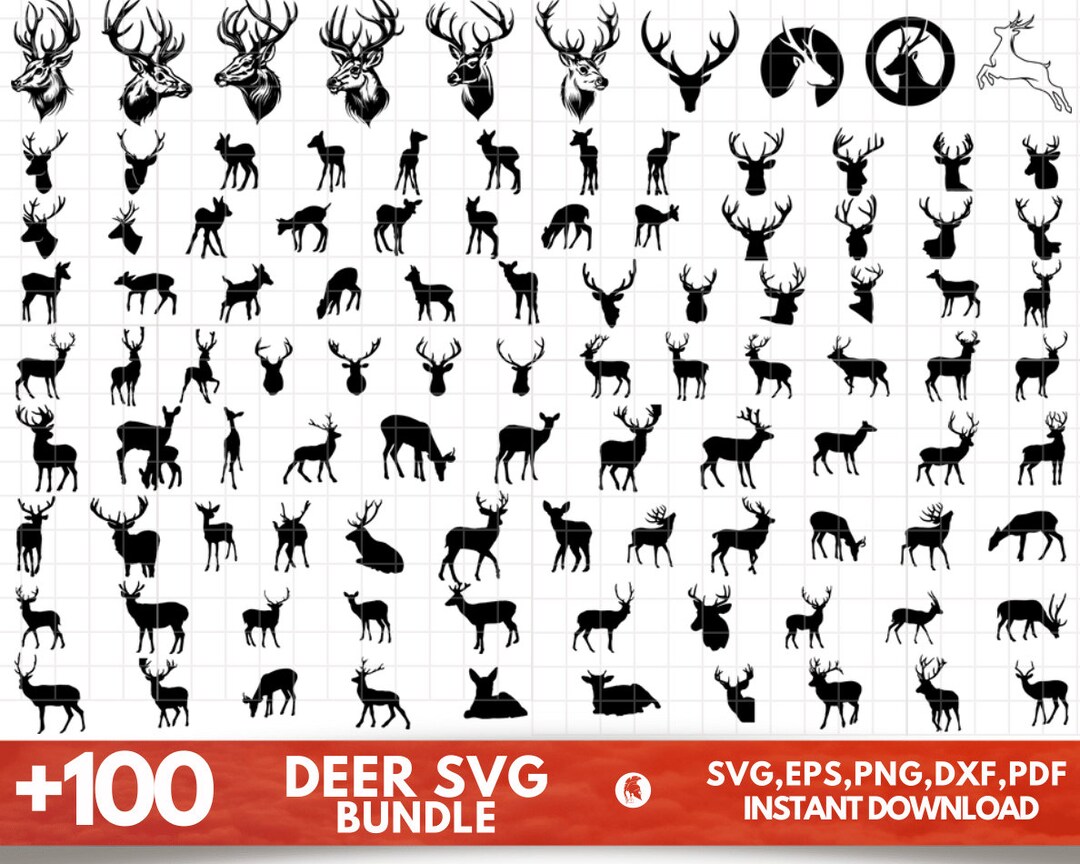 Deer SVG Bundle Deer PNG Bundle Deer Clipart Deer SVG Cut Files for