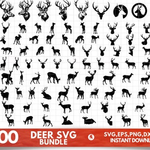 Deer SVG Bundle Deer PNG Bundle Deer Clipart Deer SVG Cut Files for Cricut Deer Silhouette Moose Svg Deer Antlers, Horns Svg image 1