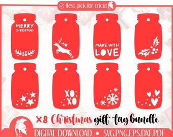 Christmas Gift Tags svg, Christmas Gift Label svg, Holiday Gift Tag svg, Christmas Tags Cricut Silhouette Glowforge, Present Tag Laser Cut