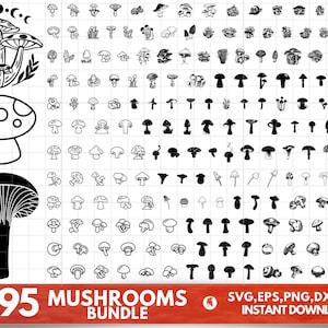 Mushroom Svg Bundle, Hand Drawn Moon Phases, Magic mushroom svg, Mystic Celestial, Cute Mushrooms, Fungi Clipart, Svg File Cricut Silhouette