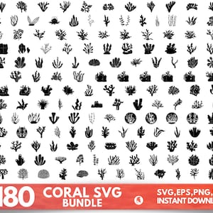 Coral SVG Bundle, Coral SVG Bundle, Coral Clipart, Coral SVG Cut Files for Cricut, Coral Silhouette, Seaweed svg, Seaweed png, Sea Plant svg