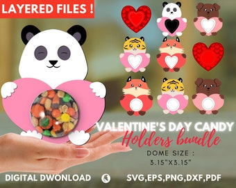 10 Valentine's Day Candy Dome Svg Bundle, Valentine Candy Dome Svg, Candy Holder SVG, Valentine Gift, Candy Bauble Ornament, Cricut