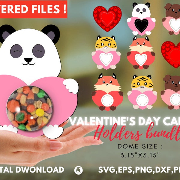 10 Valentine's Day Candy Dome Svg Bundle, Valentine Candy Dome Svg, Candy Holder SVG, Valentine Gift, Candy Bauble Ornament, Cricut