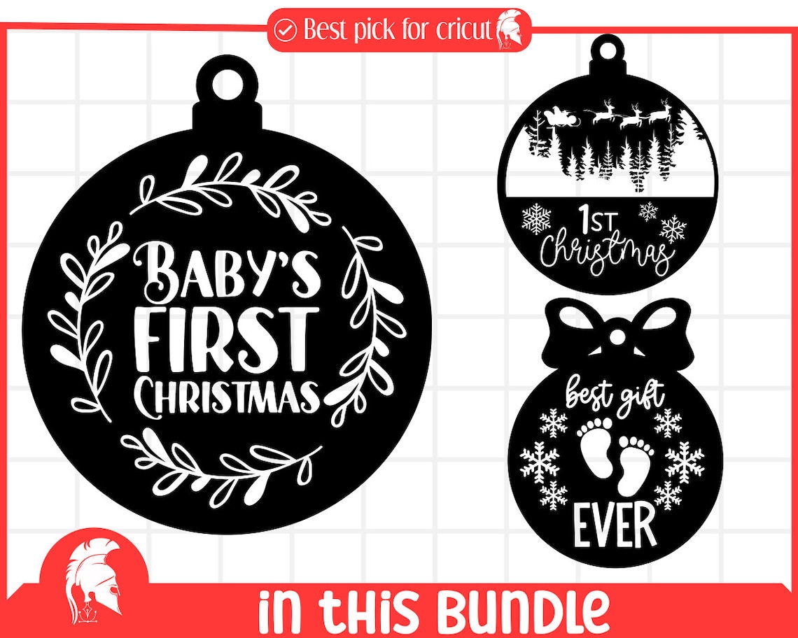 Baby First Christmas SVG, First Christmas Ornament SVG, Christmas Laser ...