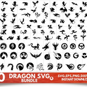 Dragon SVG Bundle - Dragon PNG Bundle - Dragon Clipart - Dragon SVG Cut Files For Cricut - Dragon Silhouette - Dragons Svg Cut Files