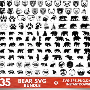 Bear Svg Bundle, Mama Bear SVG Bundle, Bear PNG Bundle, Family Bear Svg, Polar Bear Svg, Bear Head Svg, Grizzly Bear Svg, Bear Face Svg