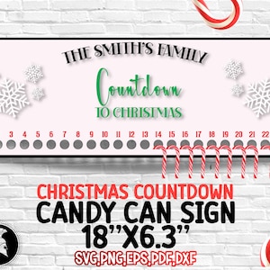DIGITALE DATEI, Christmas Candy Cane Countdown, Glowforge Dateien, Christmas Countdown, Laser SVG, Laser Cut, Christmas Files, Candy cane