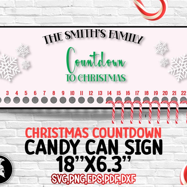 DIGITAL FILE, Christmas Candy Cane Countdown, Glowforge Files, Christmas Countdown, Laser SVG Files, Laser Cut, Christmas Files, Candy cane