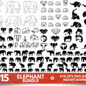 Elefant SVG Bundle - Elefant PNG Bundle - Elefant Clipart - Elefant SVG geschnitten Dateien für Cricut - Elefant Silhouette - Safari Tier svg