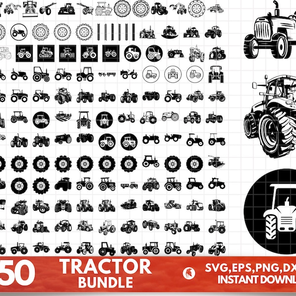 Tracteur SVG Bundle, tracteur PNG Bundle, tracteur Clipart, tracteur SVG couper des fichiers pour Cricut, tracteur Silhouette, camion Svg, ferme Svg