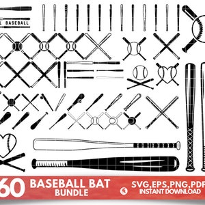Bate de béisbol SVG, Imágenes prediseñadas de bate de béisbol, Paquete de svg de béisbol, Svg deportivo, Cricut de béisbol, Vector de bate de béisbol, Silueta de bate de béisbol, Png