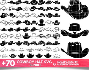 70+ Cowboy Hat SVG, Cowboy Hat Clipart, Cowboy Hat Silhouette, Files for Cricut, Cowboy Hat Cricut, Cowboy Hat Vector, Instant Download, PNG