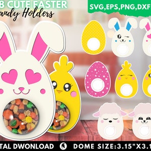 Pasqua Candy Dome SVG Bundle, Pasqua Candy Holder SVG, Bunny Candy Holder Svg, Chocolate holder svg, Party Favor, Easter Basket Gift. Cricut