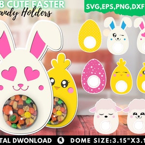 Ostern Candy Dome SVG Bundle, Ostern Süßigkeiten Halter SVG, Hase Süßigkeiten Halter SVG, Schokolade Halter svg, Mitbringsel, Ostern Korb Geschenk. Cricut