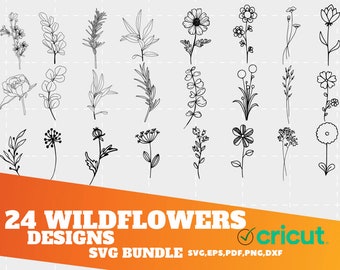 Wildflower SVG,Wildflower svg bundle,Leaves,DXF,T-shirt,Floral,Daisy,PNG,Cricut,svg bundle floral svg bundle botanic svg bundle plant svg