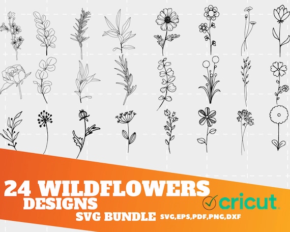 Wildflower SVG,Wildflower svg bundle,Leaves,DXF,T-shirt,Floral,Daisy,PNG,Cricut,svg bundle floral svg bundle botanic svg bundle plant svg
