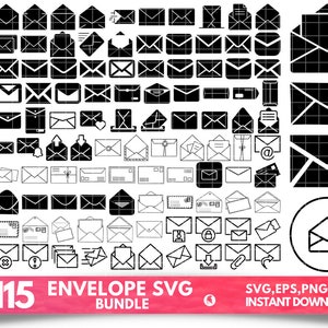 Envelop SVG bundel - envelop PNG bundel - envelop clipart - envelop SVG gesneden bestanden voor Cricut, envelop silhouet, envelop vector