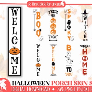 Halloween Porch Sign Svg Bundle, Welcome Sign Svg, Fall Porch Sign Svg,Autumn Porch Sign,Door Sign,Cut Files for Cricut,Silhouette,Glowforge