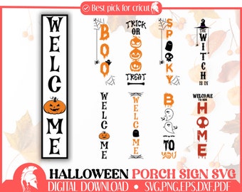 Halloween Porch Sign Svg Bundle, Welcome Sign Svg, Fall Porch Sign Svg,Autumn Porch Sign,Door Sign,Cut Files for Cricut,Silhouette,Glowforge