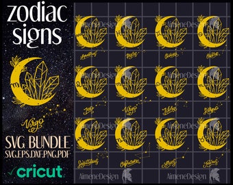 Zodiac SVG Bundle, zodiac sign svg cut file for cricut, Astrology svg design for shirt ,Zodiac svg,,Horoscope svg ,Constellation svg