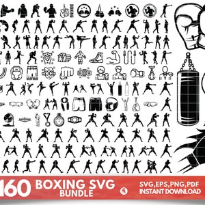 160 Boxing svg bundle, Boxing svg, boxing silhouette, Boxing gloves svg, Boxing cut file, Boxing Svg Cut File, Boxing clipart, Boxer svg