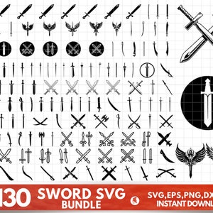 Sword SVG Bundle, Sword dxf, Sword png, Sword eps, Sword vector, Sword cut files, Sword Types svg, Swords svg, Sword clipart