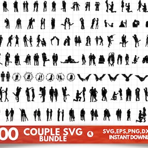 カップル SVG バンドル - カップル PNG バンドル - カップル クリップアート - Cricut 用カップル SVG カット ファイル - カップル シルエット - 記念日 SVG - 恋人 SVG