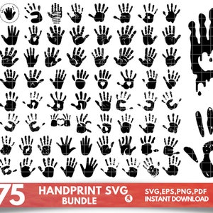 Handprint SVG, Hand Cut File, Handprint Cricut, Handprint Silhouette, Commercial Use Svg, Cricut Svg File, Hand Print Svg, Instant Download
