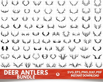 Deer Antlers SVG Bundle - Deer Antlers PNG Bundle - Deer Antlers Clipart - Deer Antlers SVG Cut Files for Cricut - Deer Horns Svg Cut File
