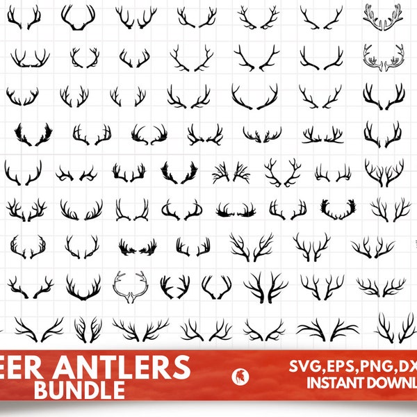 Deer Antlers SVG Bundle - Deer Antlers PNG Bundle - Deer Antlers Clipart - Deer Antlers SVG Cut Files for Cricut - Deer Horns Svg Cut File