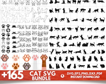 168 猫 SVG バンドル、猫の名言 SVG、ママ SVG、猫の面白い名言、ママライフ PNG、ペット SVG、猫好き SVG、子猫 SVG、SVG カット ファイル