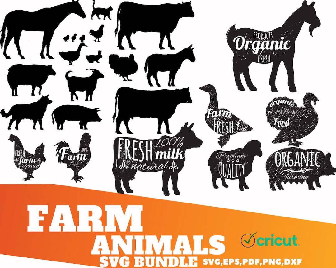 Farm Animals Bundle SVG, Svg Files for Cricut, Pig Svg, Piggy Svg, Cow ...