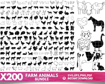200 FARM ANIMALS SVG, Animals Svg, Farm svg , Farm Animals Cricut , Farm Animal Clipart , Cow Svg, Horse Svg, Pig Svg