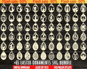 65 Easter Mega Laser Cut Svg Bundle, Bunny Ornaments Svg,Easter Laser Cut svg files, Easter Hanger svg, dxf eps