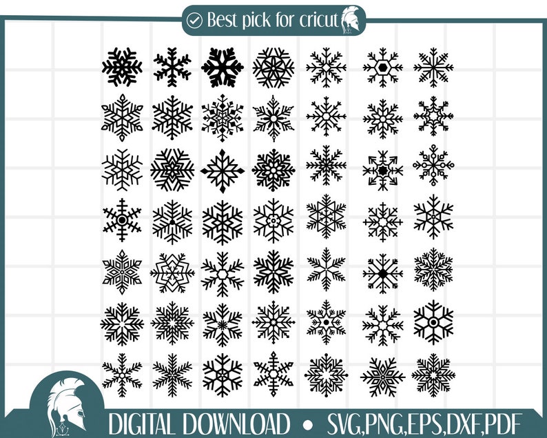 50 Snowflake svg cutfile Snow flake svg cut file Christmas clipart download snow png eps dxf jpg pdf Cricut Silhouette Winter Holiday svgs image 2