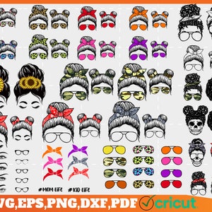 70 Messy bun svg Bundle , momlife svg ,Mom Life svg, mom skull svg, black woman svg,afro woman svg, messy bun png,USA mom svg,bun hair svg